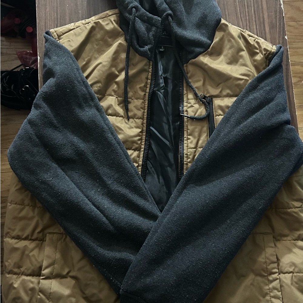 Matix Tan Puffer Hoodie Jacket - S